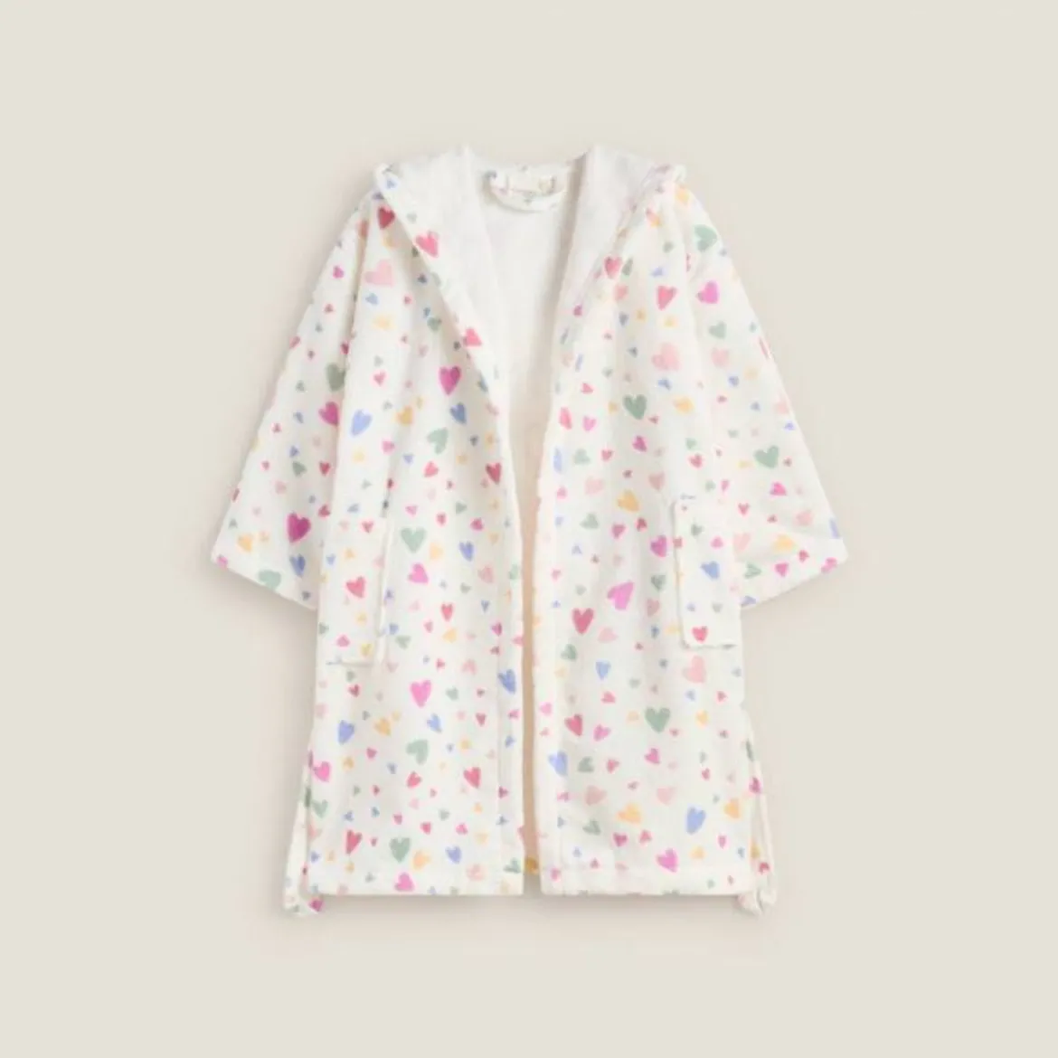 Albornoz infantil de algodón con estampado corazones Toli