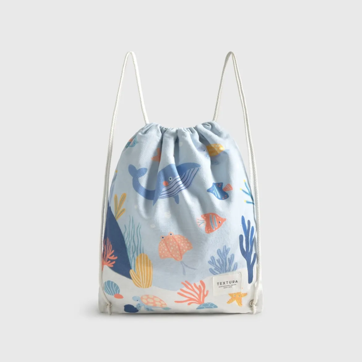Bolsa mochila algodón fondo marino Marine