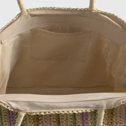 Bolso playa efecto rafia rayas Rasqi