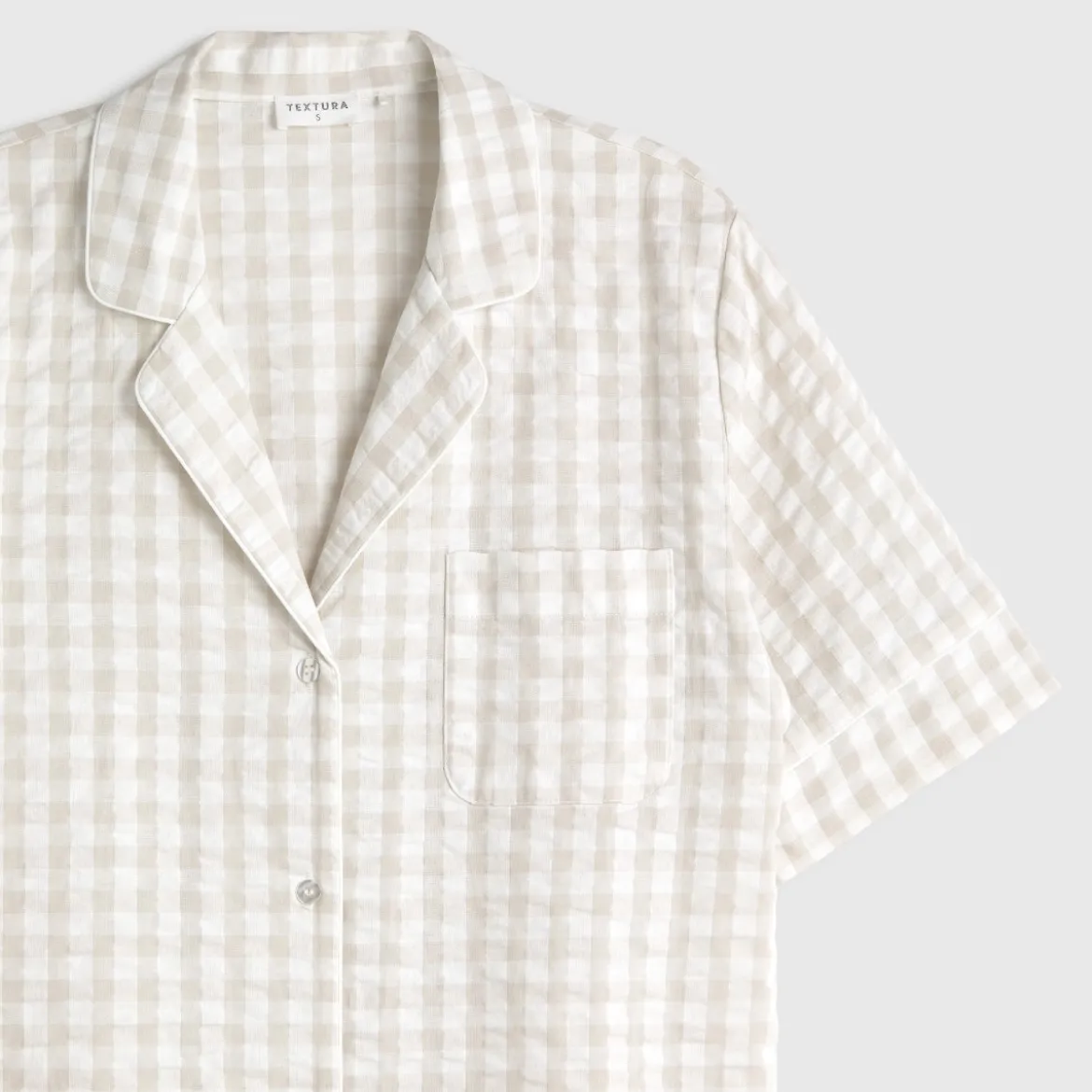 Camisa de algodón seersucker cuadros vichy Nat