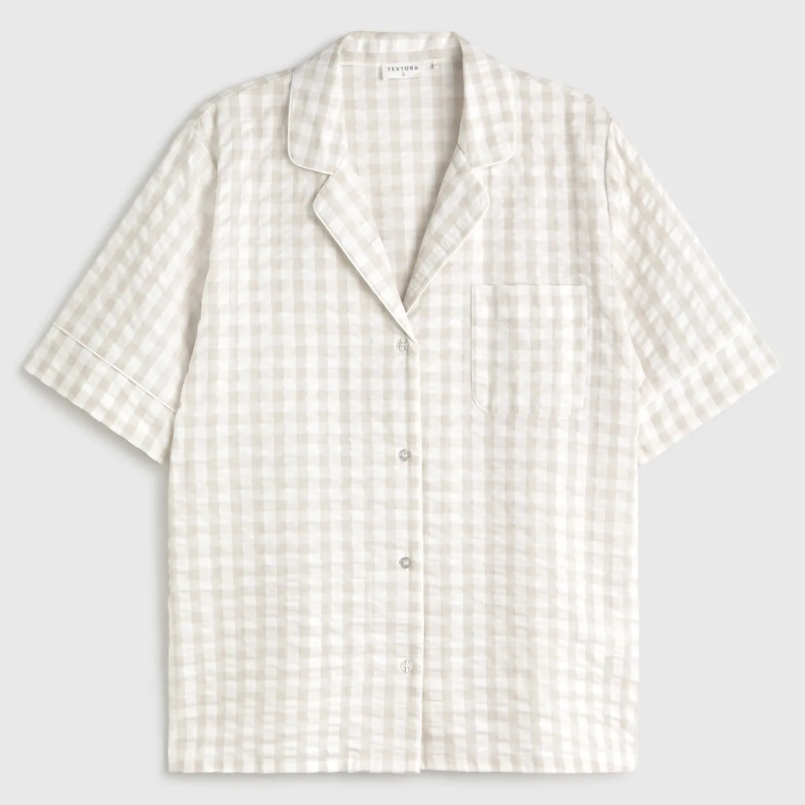 Camisa de algodón seersucker cuadros vichy Nat