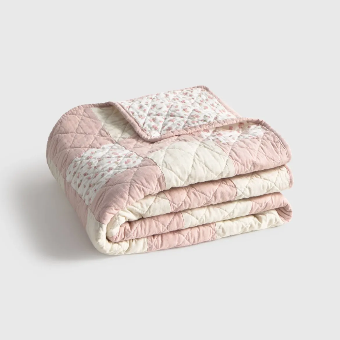 Colcha algodón reversible patchwork flores pequeñas Lalaki