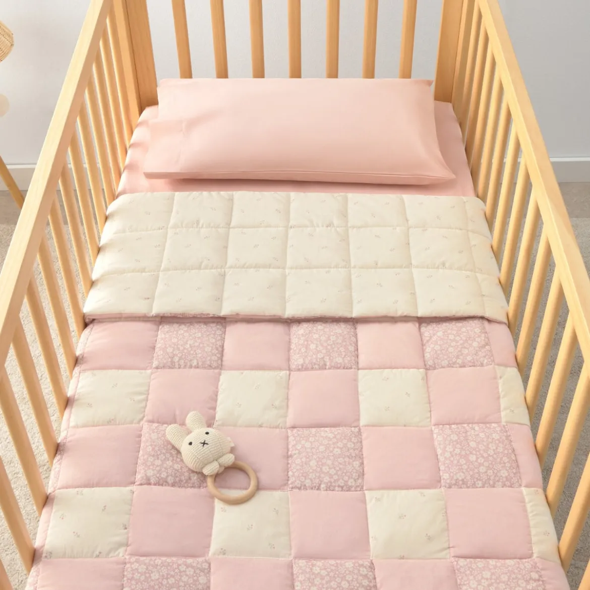Colcha bebé algodón reversible patchwork floral Hompatki
