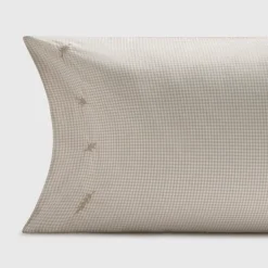 Funda de almohada algodón cuadros vichy bordado Semma