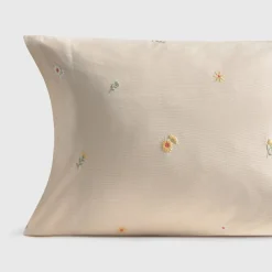 Funda de almohada algodón 180 hilos flores bordadas Laflora