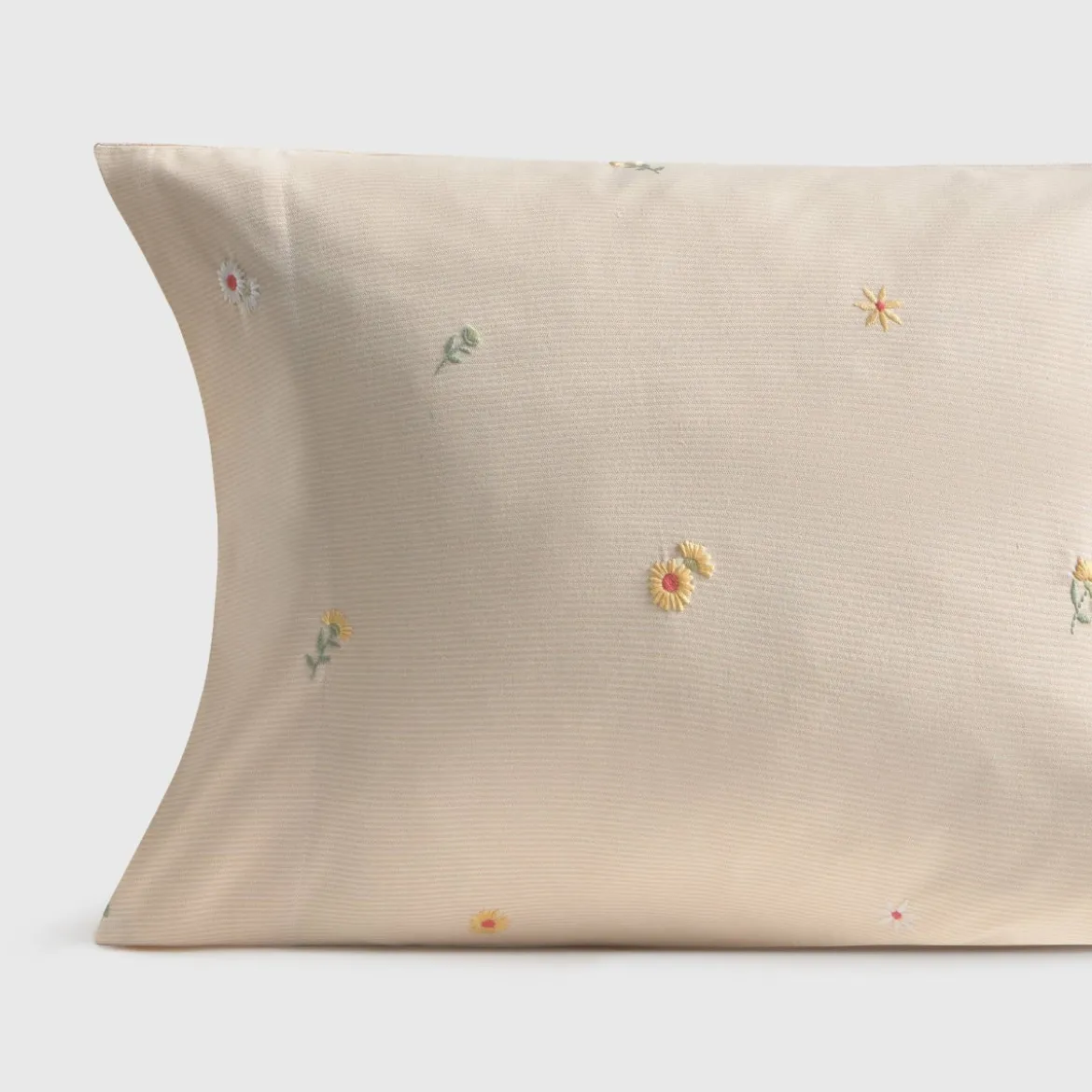Funda de almohada algodón 180 hilos flores bordadas Laflora
