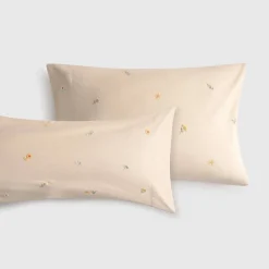 Funda de almohada algodón 180 hilos flores bordadas Laflora