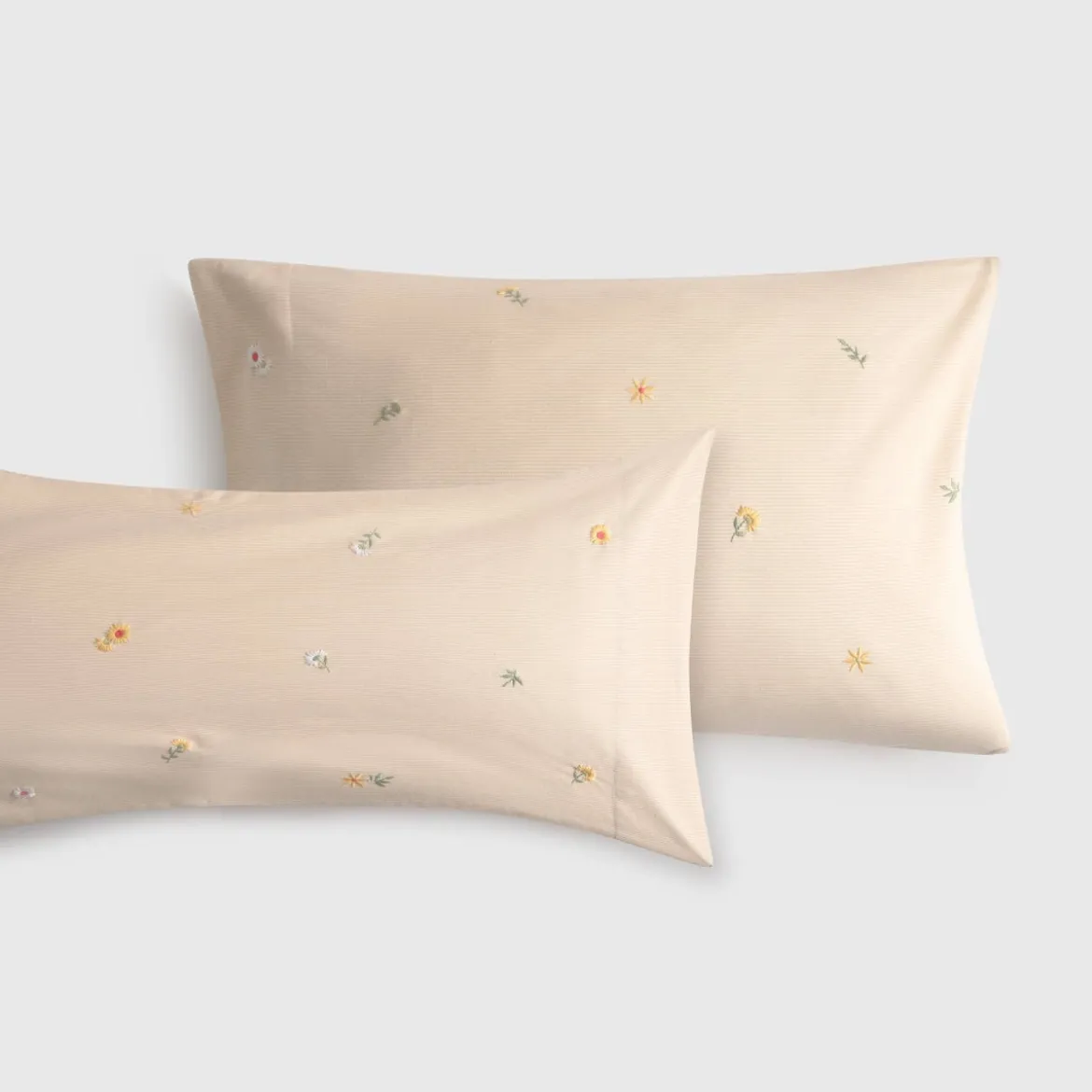 Funda de almohada algodón 180 hilos flores bordadas Laflora