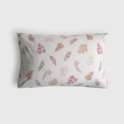 Funda de almohada algodón percal 180 hilos hojas Seaf