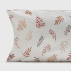 Funda de almohada algodón percal 180 hilos hojas Seaf