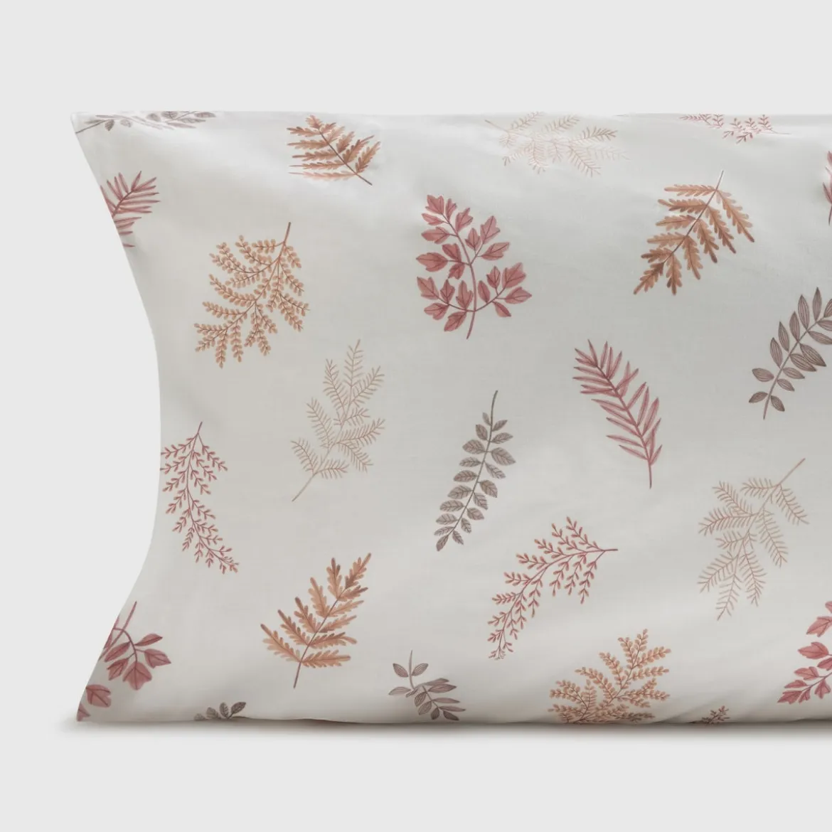 Funda de almohada algodón percal 180 hilos hojas Seaf