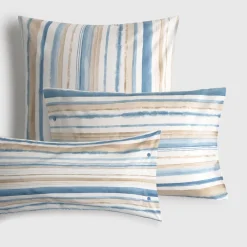 Funda de almohada algodón percal rayas Medarena