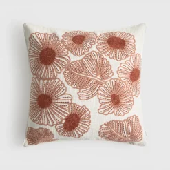 Funda de cojín algodón bordado floral Homlif