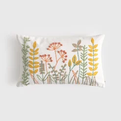 Funda de cojín algodón bordado floral Lita