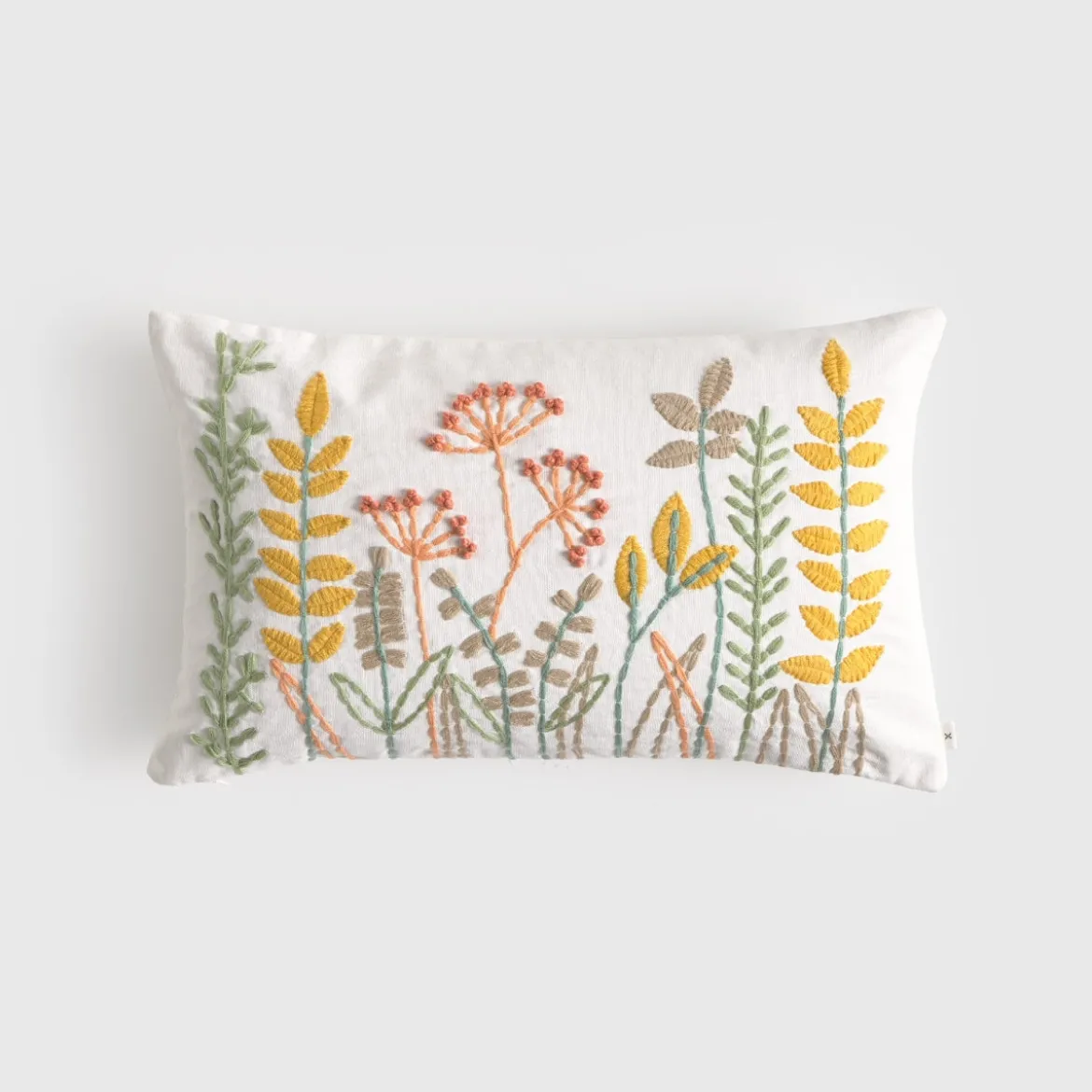 Funda de cojín algodón bordado floral Lita