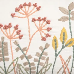 Funda de cojín algodón bordado floral Lita