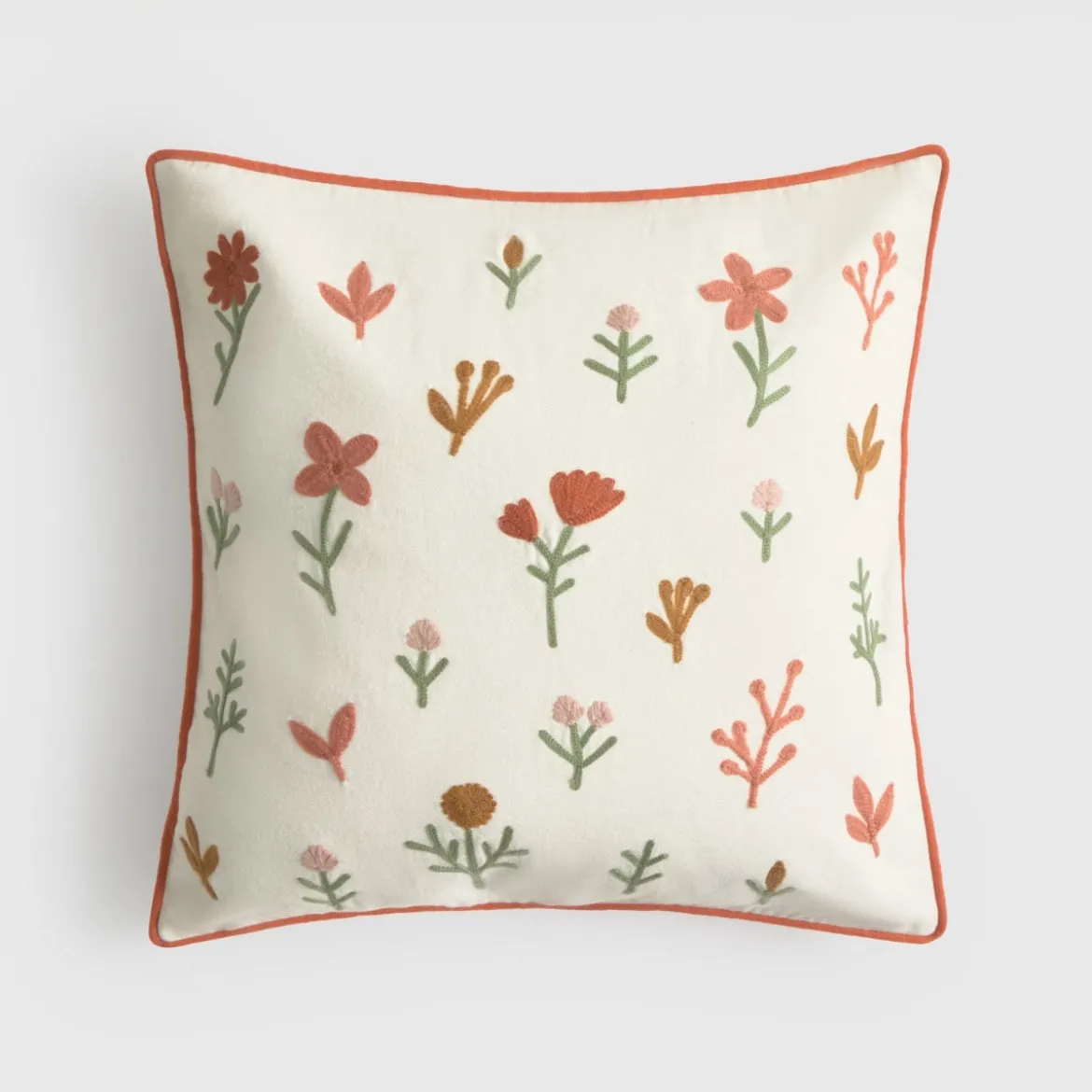 Funda de cojín algodón bordado flores Homstem