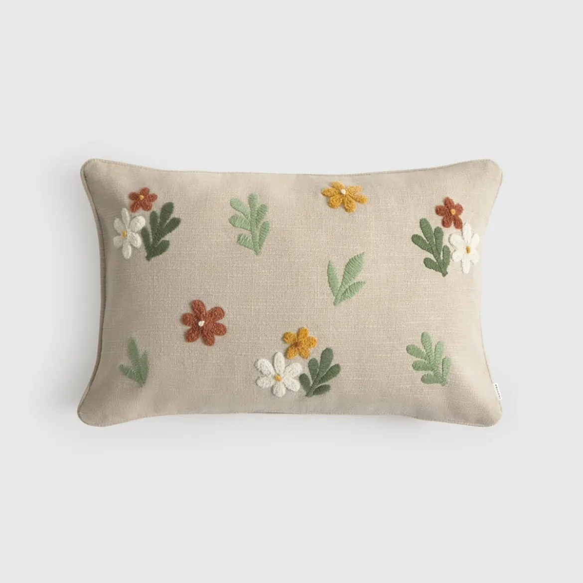 Funda de cojín algodón bordado flores Seorin