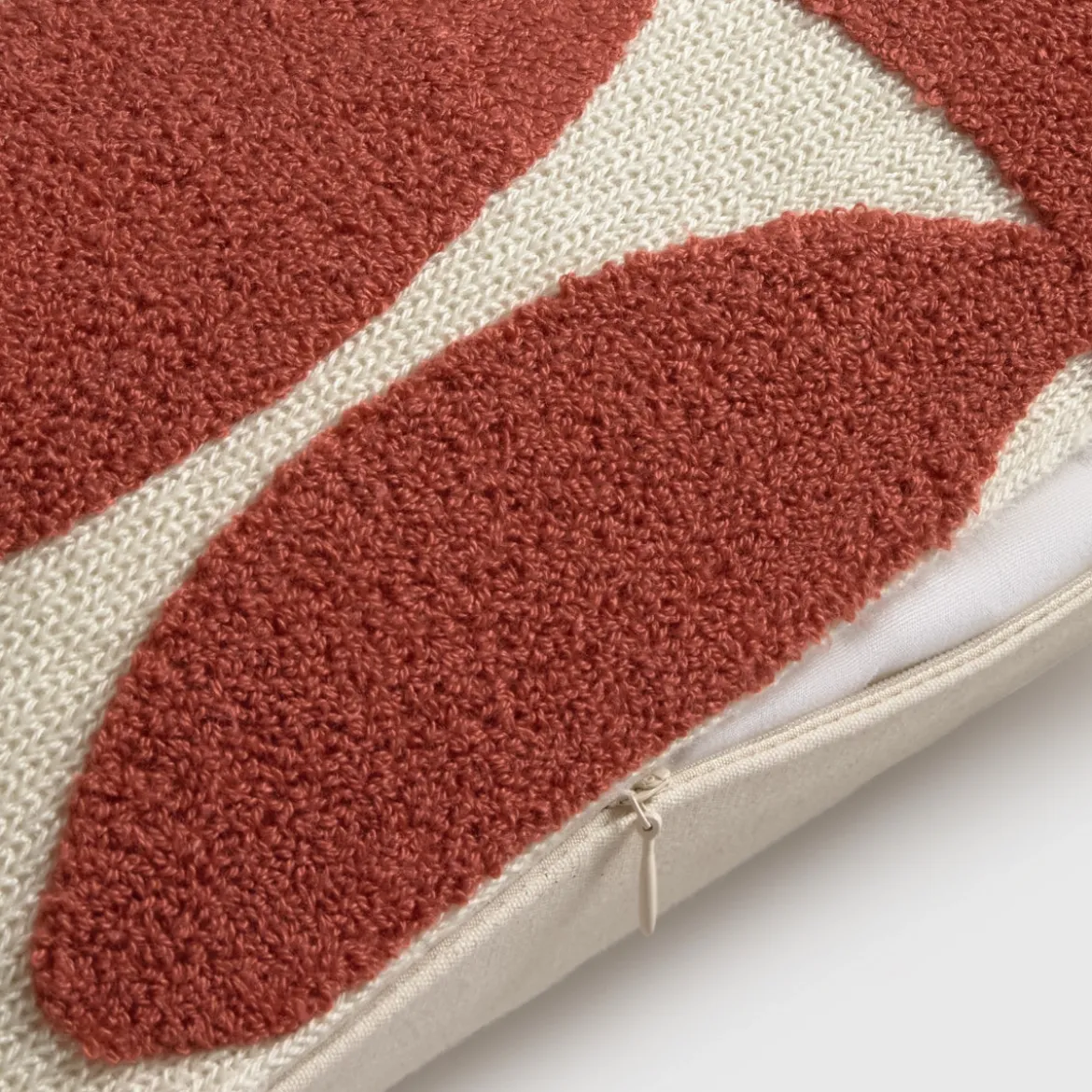 Funda de cojín algodón bordado hoja Hofu