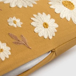 Funda de cojín algodón bordado margaritas Seday