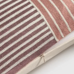 Funda de cojín algodón bordado rayas Homecu