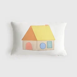 Funda de cojín algodón casa bordada Ray