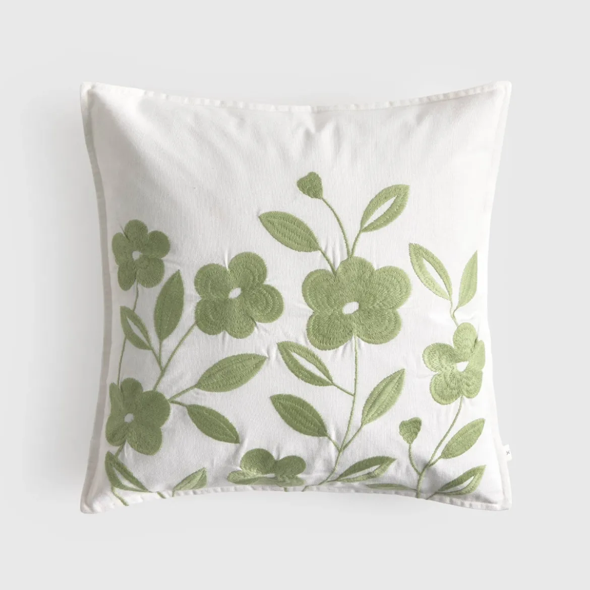 Funda de cojín algodón flores bordadas Folma