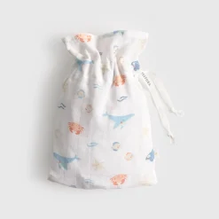 Muselina de algodón con estampado marino Sealumu