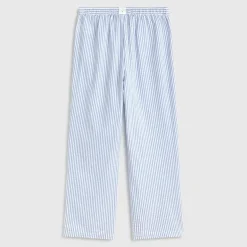 Pantalón de algodón seersucker mil rayas Lilia