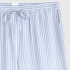 Pantalón de algodón seersucker mil rayas Lilia