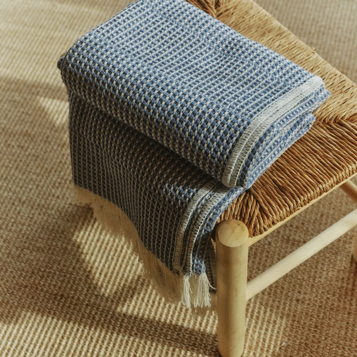 Plaid algodón gofrado con flecos Vima