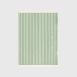 Plaid de rayas tejidas verde con flecos Primpla