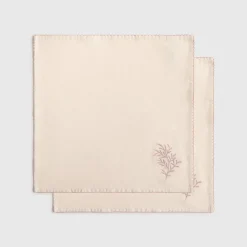 Set de dos servilletas alogdón bordado vegetal Homa
