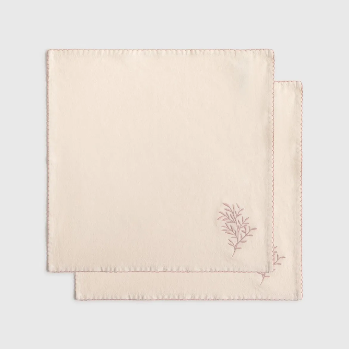 Set de dos servilletas alogdón bordado vegetal Homa