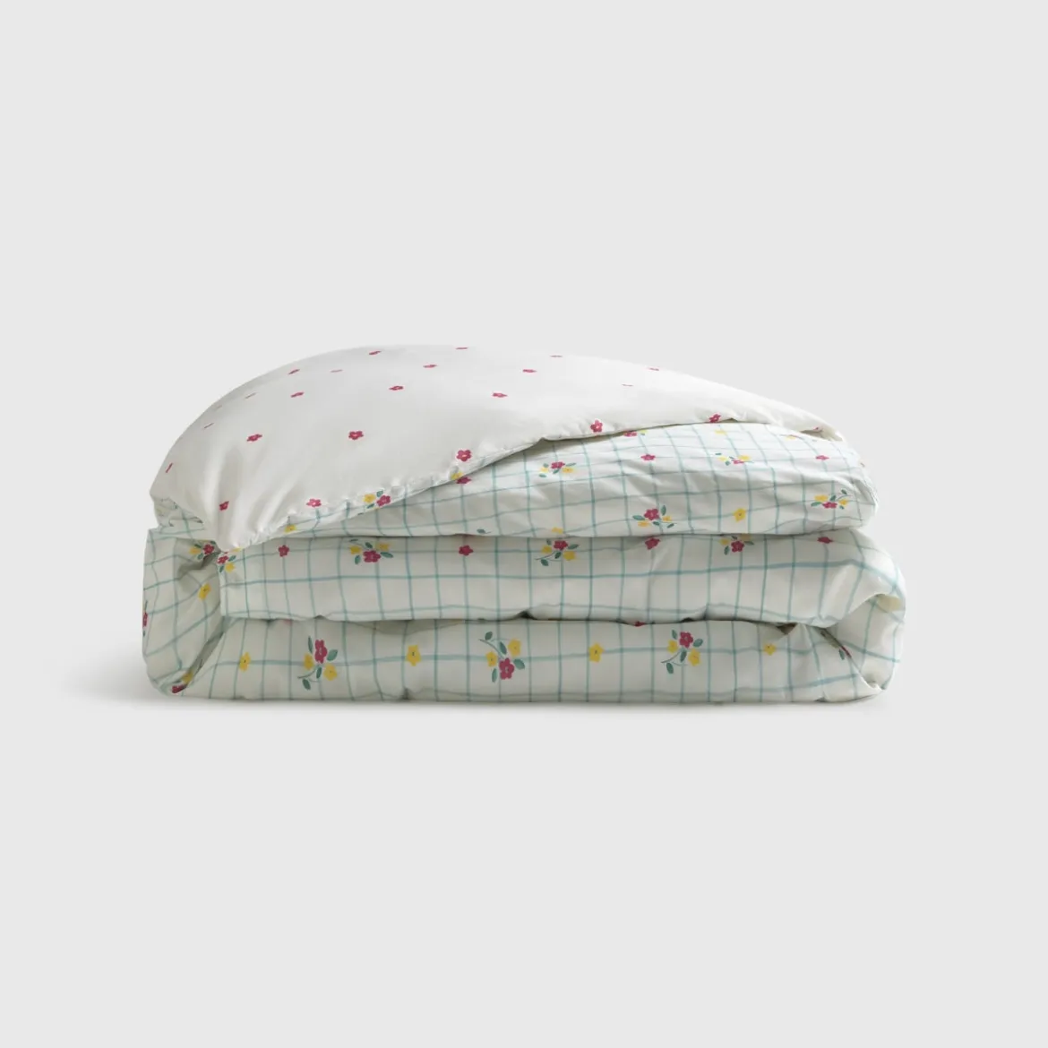 Set funda nórdica algodón percal 180 hilos cuadros flores Florgri