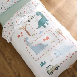 Set funda nórdica algodón percal 180 hilos dinosaurios
