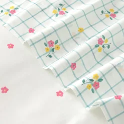 Set sábana algodón percal 180 hilos cuadros flores Florgri