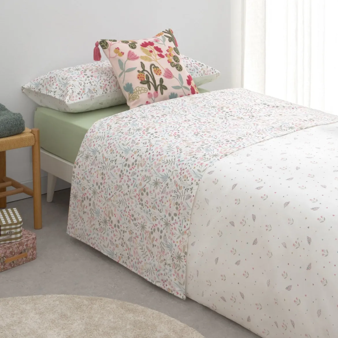 Set sábana algodón percal 180 hilos floral Sibel