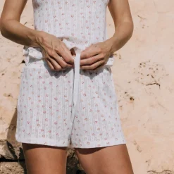 Short algodón canalé estampado floral Fabiana