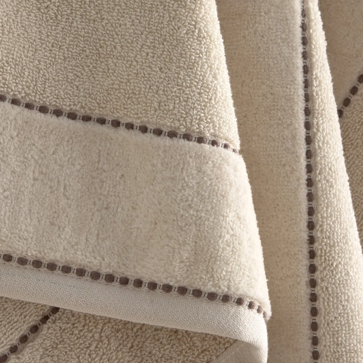 Toalla de baño algodón velour bordado rayas Meto